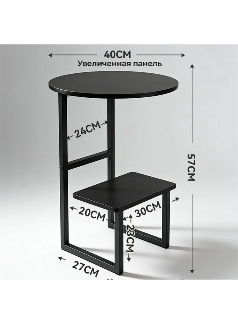 DubaiGallery Chic Black Accent Table with Practical Shelf Chic and practical, this Black accent table features a spacious top and a lower shelf for storage. It combines elegance with utility, making it perfect for contemporary interiors and small spaces. - Image 2